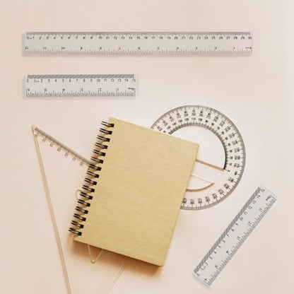 4 Pack Clear Plastic Straight Rulers, Clear Ruler Bulk, Transparent Ruler with Centimeters and Inches, for Class, Office (6 inch+12 inch) - size: 6 inch+12 inch