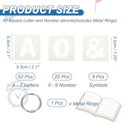 PATIKIL 2 Set 1.25" Letter Number Stencils, 40Pcs Square Reusable Letter and Number Stencil Templates for Painting on Wall Wood Fabric Signage, Uppercase Letter Style - size: 1.25"