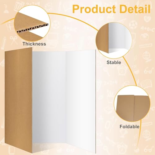 Trifold Poster Board 36"x48", 4 Pack White Extra Large Corrugated Display Board Foldable Board for School Projects, Science Fair, Business Presentations, Photo Displays, Graduation Exhibitions