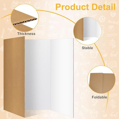 Trifold Poster Board 36"x48", 4 Pack White Extra Large Corrugated Display Board Foldable Board for School Projects, Science Fair, Business Presentations, Photo Displays, Graduation Exhibitions