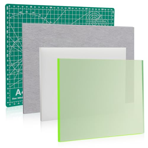 Auniwaig 4 PCS Leather Punch Pads Cutting Mat, Sound Absorbing Pad and A4 Self Healing Cutting Mat, Rubber Mute Board Punching Stamping Tools for Cutting Hole DIY Craft