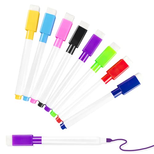 25 Pcs Colorful Magnetic Dry Erase Markers with Eraser Cap, White Board Mini Dry Erase Markers Bulk, Fine Point Tip White Board Markers for Teachers Office School Supplies - size: 1 Count (Pack of 25)