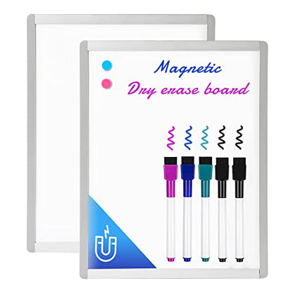 VUSIGN Small Dry Erase Whiteboard, 11 x 14 Inches White Board for Students, Fridge, Locker, Mini Dry Erase Board, Aluminum Frame, 2 Pack - color: B-sliver 2 Pack