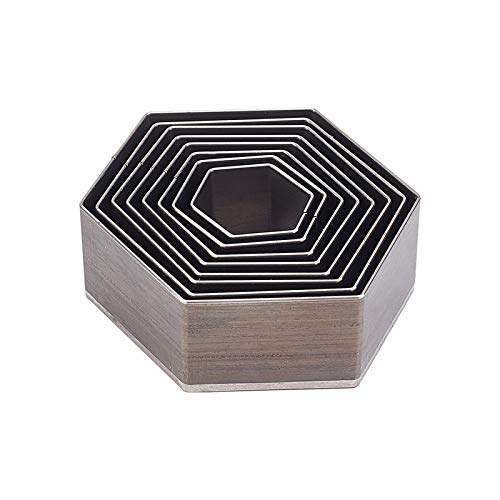PH PandaHall 8 pcs High Carbon Steel One Hole Hollow Punch Cutter Set, 8 Sizes Hexagon Leather Die Cutter Tool Cutting Punching Die for Handmade DIY Leather Craft, Not Regular Hexagon - color: Hexagon, size: 8 Sizes (20-55mm)