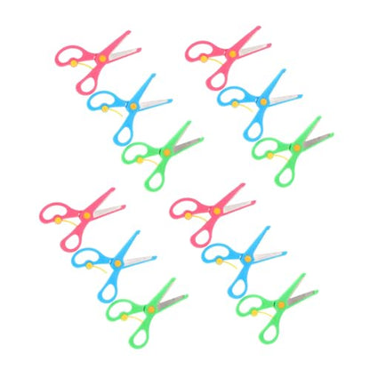 Veemoon 12Pcs Safety Scissors Plastic Blunt Tip Scissors for Preschool Crafting Comfortable Grip for DIY Projects