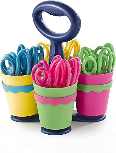 Westcott School Scissor Caddy and Kids Scissors, 24 Scissors and 1 Caddy, 5-Inch Pointed, Case of 4 (14755)