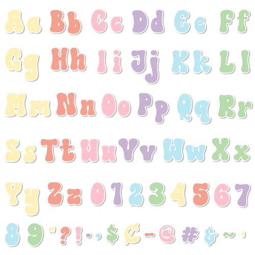Engrowtic 300 Pcs Light Pastel Colors Letters Cutout for Bulletin Board Retro Groovy Classroom Decor 4" Letters Upper and Lowercase Alphabet, Numbers, Symbols Cutout for Class Wall Party Decor - color: Light Pastel Colors