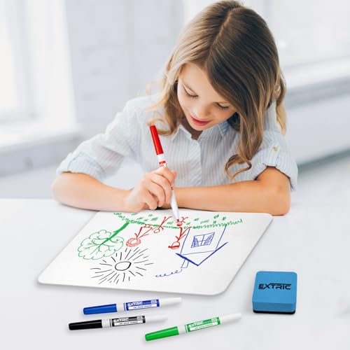 Small White Board for Kids 2 PK, Double Sided Small Dry Erase Board, 4 Fine Tip Markers, 2 Mini Erasers Mini Whiteboard for Kids, Lapboard perfect for Homeschool Supplies, Office, Classroom