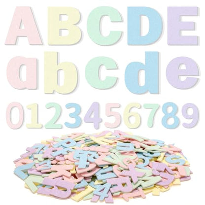 Breling 310 Pieces Felt Letter Bulletin Board Letters Sticker with Number 2" Bulk Self Adhesive ABC Upper Lowercase Sticky Letter for Xmas Gift Bulletin Board Classroom (Macarons Color) - color: Macarons Color