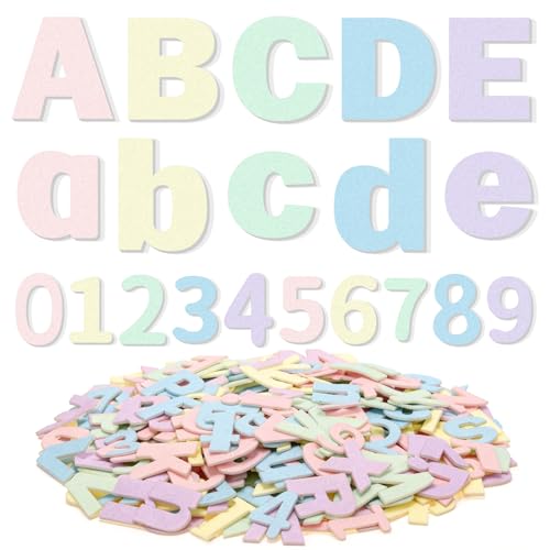 Breling 310 Pieces Felt Letter Bulletin Board Letters Sticker with Number 2" Bulk Self Adhesive ABC Upper Lowercase Sticky Letter for Xmas Gift Bulletin Board Classroom (Macarons Color) - color: Macarons Color
