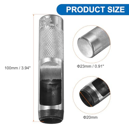 HARFINGTON 2pcs Leather Round Hole Punch, 20mm Hollow Hole Puncher Cutter Carbon Steel Circle Hole Punching Cutting Tool for Belt/DIY Leather Craft - size: 20mm