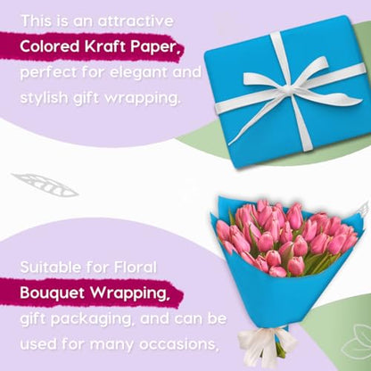 PerkHomy 17.8" x 1,440" (120') Lake Blue Kraft Paper Roll for Craft Bulletin Board Paper Art Table Covering Crafting Gift Wrapping Bouquet Packing Parcel 80GSM 55LB (Lake Blue, 17.8" x 120') - color: Lake Blue, size: 17.8" Width x 120' Length
