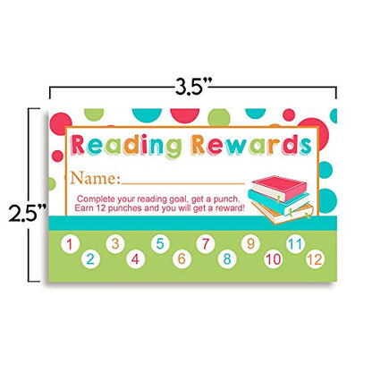 Reading Themed Reward or Prize Punch Cards for Parents & Kids,1 set of 10 3.5" X 2” Double Sided Cards by AmandaCreation - style: Reading