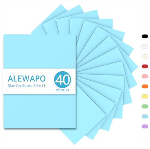 Blue Cardstock 8.5 x 11 Thick Paper, 40 Sheets, ThickPaper 75 LB/200 GSM, Cardstock Printer Paper 8.5 x 11, Blue Card Stock for Invitations, Menus, Wedding - color: Blue