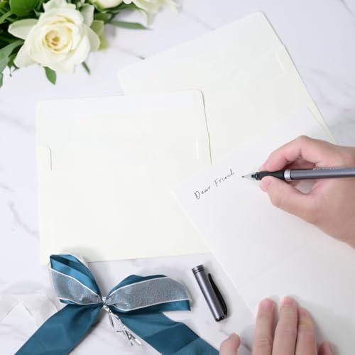 70 Packs A4 Envelopes, White, 4x6 Photo, Self Seal for Invitations, Weddings, Baby Shower, Photos, Postcards, Greeting Cards, Mailing (Cream White, 30 Pack A4(4.72x6.50in) Cards and Envelopes) - color: Cream White, size: 30 Pack A4 (4.72x6.50in) Cards and