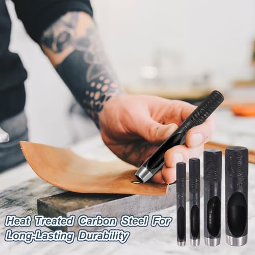 HARFINGTON Leather Hole Punch 13mm Hollow Round Hole Puncher Cutter Carbon Steel Tool for Watch Cloth Belt Gaskets DIY Leather Craft Repair, Black - size: 13mm