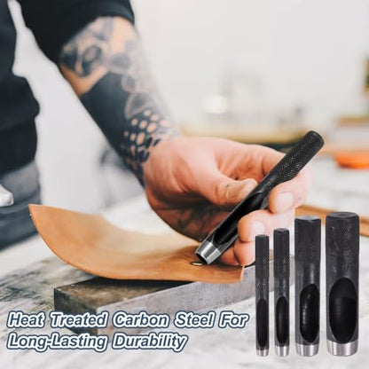 HARFINGTON Leather Hole Punch 13mm Hollow Round Hole Puncher Cutter Carbon Steel Tool for Watch Cloth Belt Gaskets DIY Leather Craft Repair, Black - size: 13mm