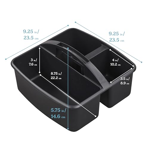 ECR4Kids 3-Compartment Small Plastic Caddy, Multipurpose Organization, Black, 6-Pack - color: Black