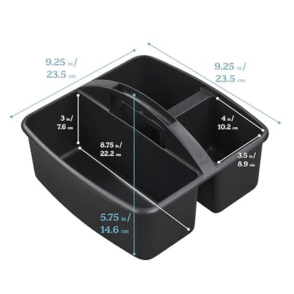 ECR4Kids 3-Compartment Small Plastic Caddy, Multipurpose Organization, Black, 6-Pack - color: Black