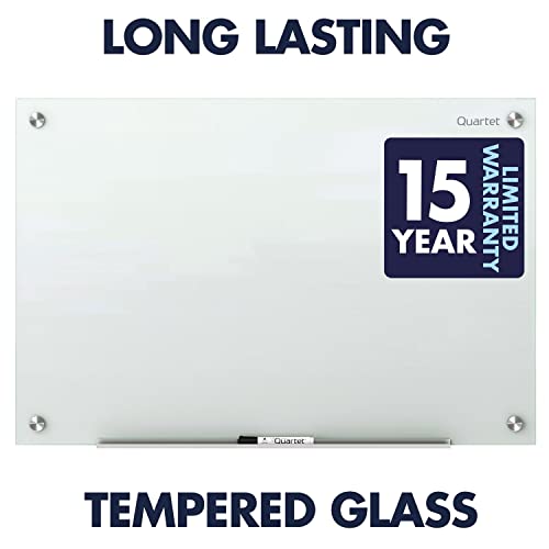 Quartet Magnetic Glass Dry Erase White Board, 48''W x 36''H Whiteboard, Infinity Frameless Mounting, White Surface (G4836W) - size: 48''W x 36''H
