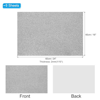 PATIKIL 2mm(1/10") Thick Adhesive Glitter Foam Sheet 16x24inch(40x60cm) Gray, EVA Shiny Foam Board for Craft, 6 Pcs - color: Gray