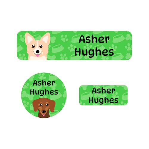 Name Bubbles - Kids Custom Name Labels for Daycare, School, Camp (102 Labels) - Personalized Waterproof Name Stickers for Clothes Tags, Lunch Boxes, Water Bottles, & School Supplies (Dogs) - color: Dogs, size: 102 Labels