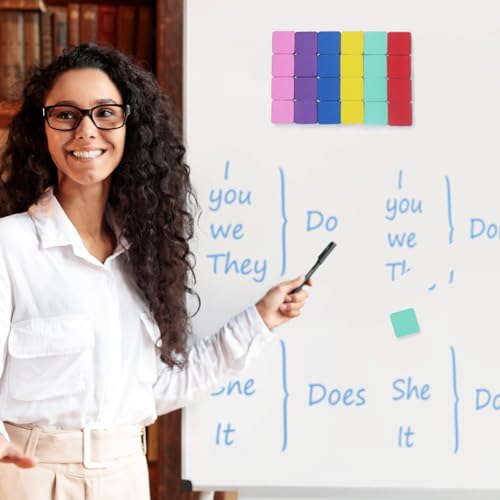 Dry Erase Erasers, 24-Pack Magnetic Mini Whiteboard Erasers for Kids & Students - Square, 6 Colors - color: Square- 6 Color