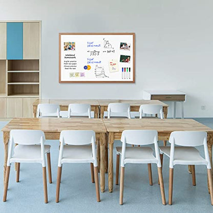 M MIOU Magnetic Whiteboard for Wall 36x24 Inches, Dry Erase White Board with Natural Wood Frame for Home, Office, School… - size: 36"X24"