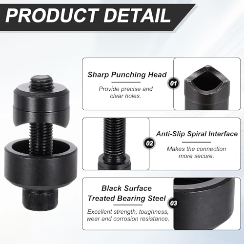 HARFINGTON Sheet Metal Hole Punch 18.6mm Metric Bearing Steel Circle Hole Puncher Set Knockout Punch Die Cutter Tool with Hex Head Screw Hex Wrench for Stainless Steel Sink Copper Plate - size: 18.6mm