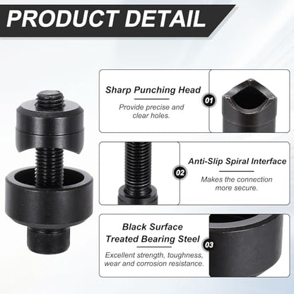 HARFINGTON Sheet Metal Hole Punch 18.6mm Metric Bearing Steel Circle Hole Puncher Set Knockout Punch Die Cutter Tool with Hex Head Screw Hex Wrench for Stainless Steel Sink Copper Plate - size: 18.6mm