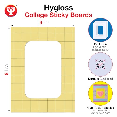 Hygloss Sticky Collage Frames - 24 Pack 6” x 8” Self Stick Collage Boards for Kids - Peel & Stick Mounting Boards for Art Projects, School Crafts, Classrooms, and DIY Displays - size: 24-Pcs, style: Frame 6” x 8”