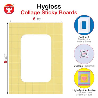 Hygloss Sticky Collage Frames - 24 Pack 6” x 8” Self Stick Collage Boards for Kids - Peel & Stick Mounting Boards for Art Projects, School Crafts, Classrooms, and DIY Displays - size: 24-Pcs, style: Frame 6” x 8”