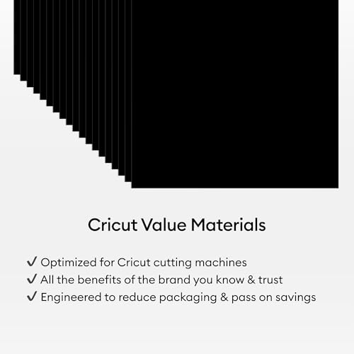 Cricut® Value Cardstock, Black - 12 in x 12 in (50 Sheets) - color: Black