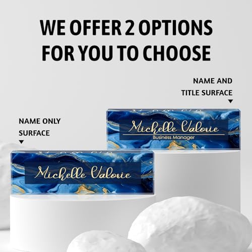 Custom Personalized Acrylic Name Plate Office Desk Accessories (A-Blue Gold) - color: A-blue Gold