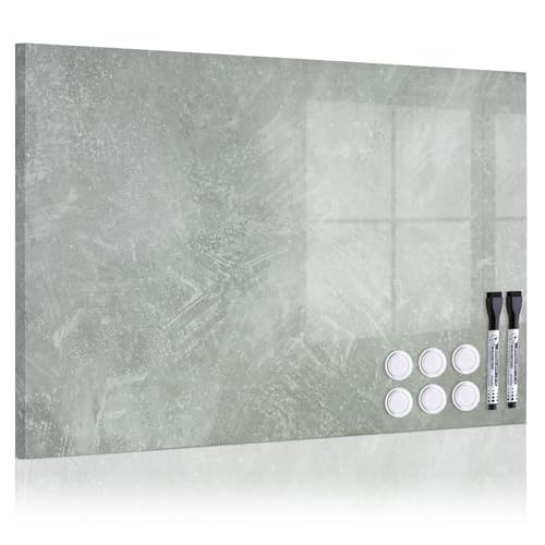 Magnetic Dry Erase Board, 24x18 Decorative Magnetic Board, Concrete | Display Board, for Home, Office, Kitchen, Travel Souvenir Magnets, Wall Mounted, Includes 2 Markers, 6 Magnets - color: Concrete, size: 24"W x 18"H