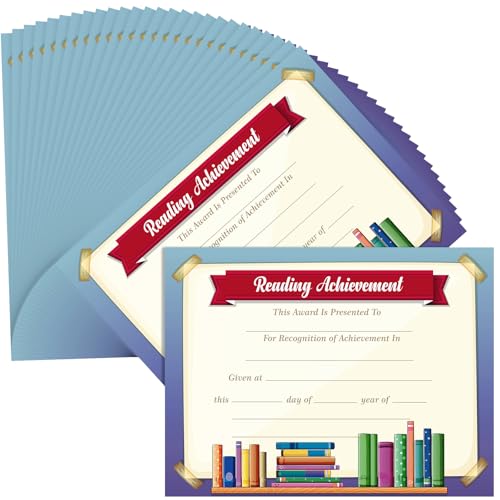 Tenare 60 Pcs Reading Achievement Recognition Certificates 11"x 8. 5" Certificate of Achievement for Reading Graduation for Moving up Ceremonies Days