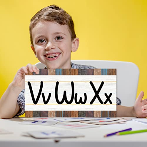 12 Pieces Alphabet Bulletin Board Strips Set Alphabet Line ABC Alphabet Banner & Number Border Posters for Preschool Kindergarten Classroom Playroom Bedroom (Industrial Chic) - style: Industrial Chic