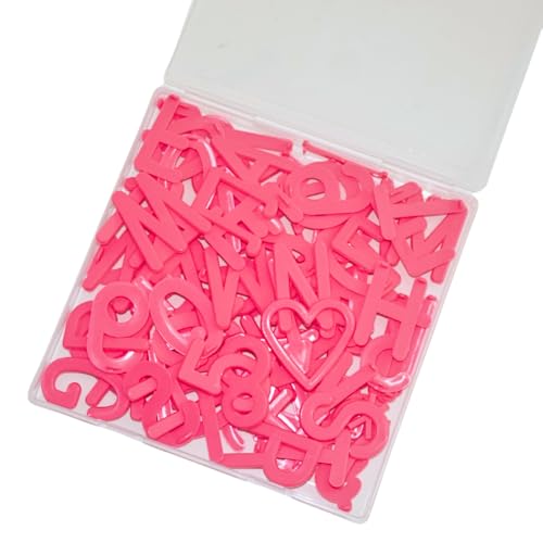 2 Inch Letters for Letter Board (Board Not Included), 93 Pieces Including Characters, Numbers & Symbols, Large Black Plastic Letters for Changeable Message Board Signs, Letters Only (Shocking Pink) - color: Shocking Pink