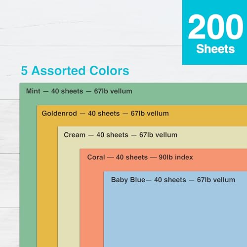 PrintWorks Boho Rainbow Cardstock 8.5" x 11" - 200 Sheets - 5 Assorted Boho Tones - Ideal for School & Craft Projects - 67 lb/147 gsm & 90 lb/165 gsm - Made in the USA - SFI® Certified (00605) - size: 200 Sheets