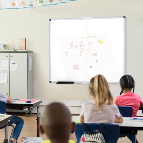 VIZ-PRO Magnetic Foldable Whiteboard, 48 x 48 Inches, Dry Erase Wall Mounted Board for School Office and Home - size: 48"W x 48"H