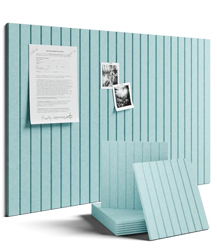 Fluxynara Large Felt Bulletin Board 36"x24" Cork Board Alternative - 6 Pack with 32 Safe Removable Adhesive Tabs, Cork Boards for Walls Cork Board for Home Office Classroom Pin Board-Teal Blue - color: Aqua Blue, size: Fine-stripe 6-pack
