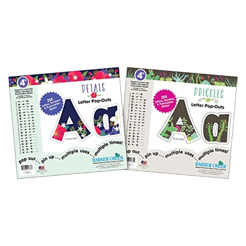 Barker Creek Letter Pop-Out Set of 2, Petals & Prickles, Mixed-Design, 255 Upper and Lowercase Letters, Numbers & Punctuation Marks in Each of 2 Designs, 510 Characters Total (3870) - style: Set of 2