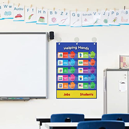 ABCxGOOD Helping Hands Pocket Chart,Classroom Jobs and Management Pocket Chart, Preschool Classroom Must Haves Supplies, Great for Classroom Homeschool. (Blue, 29"*20.5") - color: Blue, size: 29"*20.5"