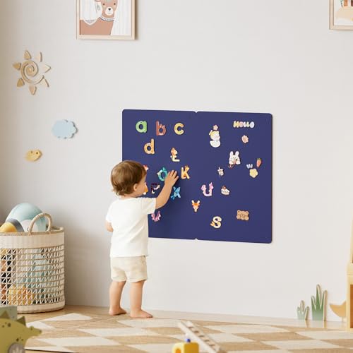 2 Pack Magnetic Board for Wall, 17.5" x 11.4" Magnet Bulletin Memo Board, Metal Sheets to Display Magnetic Letter Number Souvenir, Notes, Poetry, Photos, Blue - color: Blue