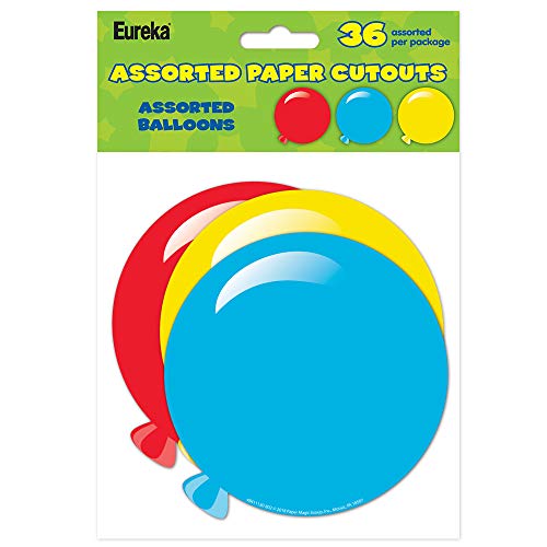 Eureka Balloon Paper Cut-Out Classroom Decorations for Teachers, 36 Pieces - style: Balloons