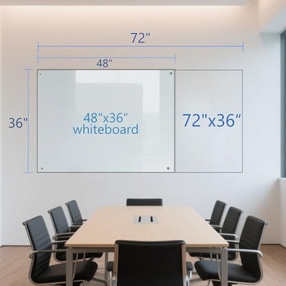 KIZZBY Glass Dry Erase Board - Magnetic Whiteboard, 72"X36" Frameless White Board Clear Glass Boards with Super Strong Magnets, Wall Mounted for Office, Classroom and Home - color: 72"×36" White