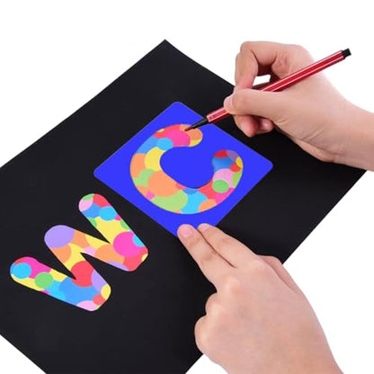 TecUnite 26 Pieces Letter Stencils Set Plastic Alphabet Stencils Template Numbers for Painting Learning DIY Craft Decoration(3 x 3 Inches) - size: 3 x 3 Inches