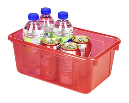 Storex Small Cubby Bin, 12.2 x 7.8 x 5.1 Inches, Candy Red, 5-Pack (62475U05C) - color: Tint Red, style: Bin Only