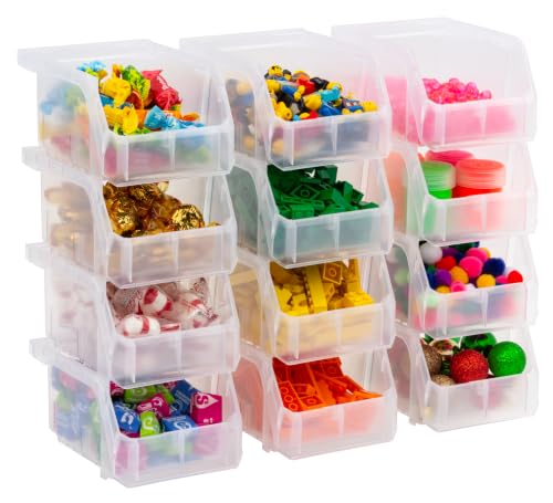 ReadySpace Plastic Containers for Organizing and Storage Bins for Drawers, Desks, Office Organization, and Garage, Stackable Bins, Extra-Small (3" x 5" x 4"), 12-Pack, Clear - color: Clear, size: Extra-Small, 12-Pack