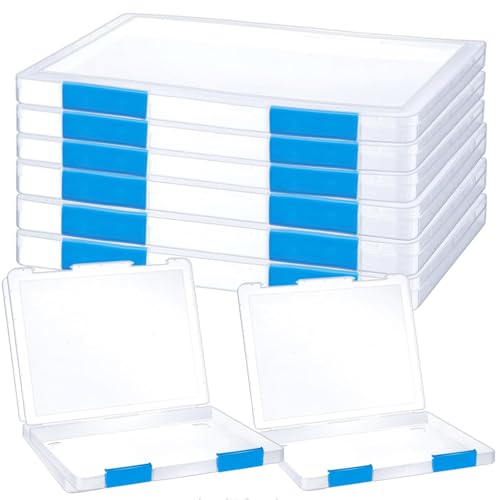 LonlyEagle 6 Pack A4 File Portable Project Case, Plastic Storage Box for 8.5" x 11" Letter Paper, Documents Magazines Holder Scrapbook Paper Storage Boxes (blue) - color: blue